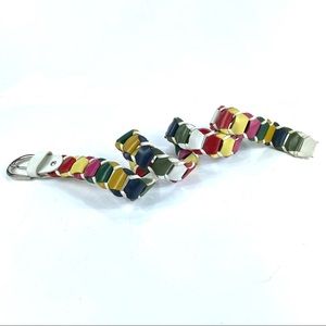 Vintage genuine leather rainbow weave belt size medium
